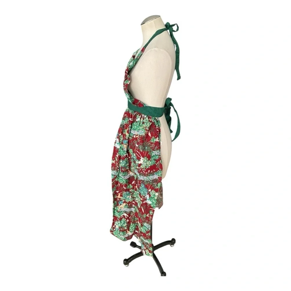 Vintage Christmas Hostess Apron Dress – Full Length Halter 100% Cotton